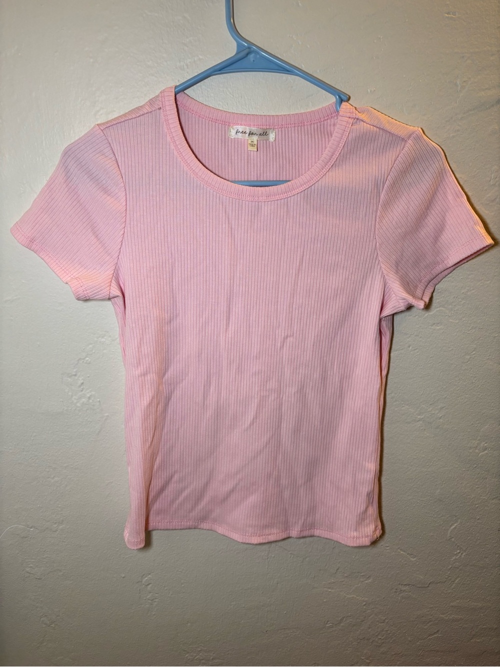Free People Pink Ribbed Short Sleeve Tee